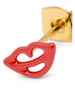 Lulu Copenhagen Orecchino Secret Lipstick Red Placcato Oro
